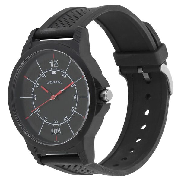 Sonata Quartz Analog Black Dial Plastic Strap Watch for Men - image number 1