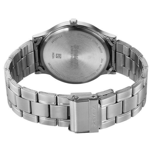 Sonata Aspire Quartz Analog Blue Dial Stainless Steel Strap Watch For Men - image number 4