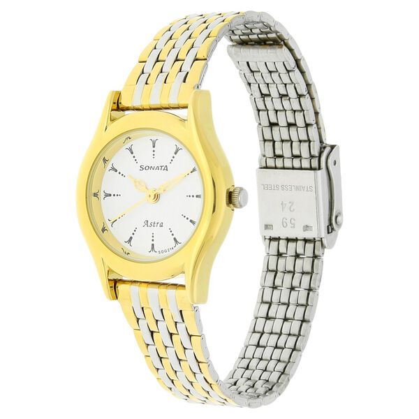 Sonata Quartz Analog White Dial Stainless Steel Strap Watch for Women - image number 1