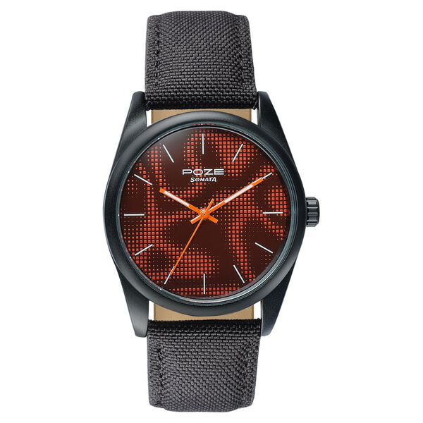 Poze By Sonata Quartz Analog Two Toned Dial Black Nylon Strap Watch For Men - image number 1