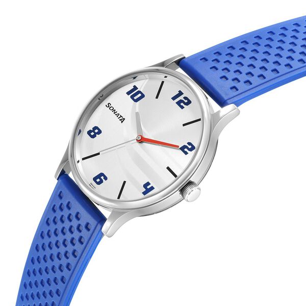 Sonata RPM Silver Dial Plastic Strap Watch for Men - image number 2