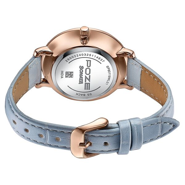 Sonata Poze Quartz Analog Blue Dial Blue Colour Leather Strap Watch For Women - image number 6