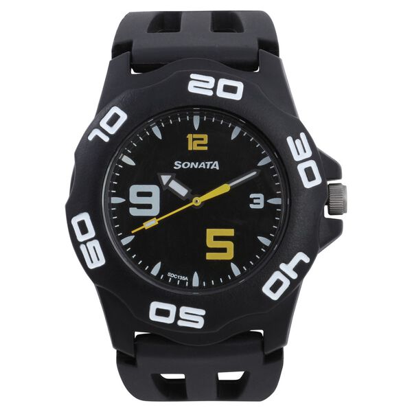 SF Quartz Analog Black Dial Plastic Strap Watch for Men - image number 0