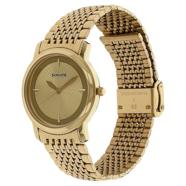 Sonata Quartz Analog Champagne Dial Stainless Steel Strap Watch for Men - image number 1