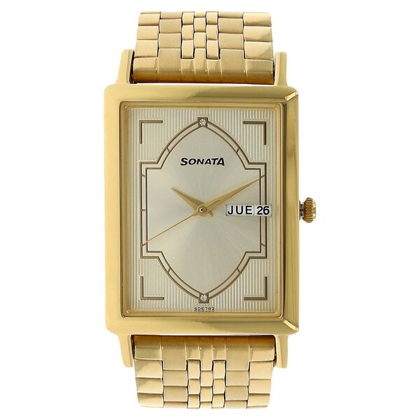 Sonata Quartz Analog with Day and Date Silver Dial Stainless Steel Strap Watch for Men - image number 0