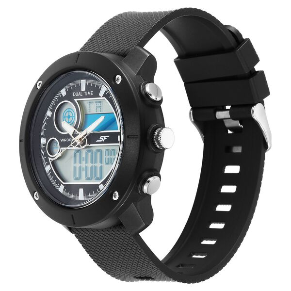 SF Zest Quartz Analog Digital Dial Black Polyurethane Strap Watch For Men - image number 1