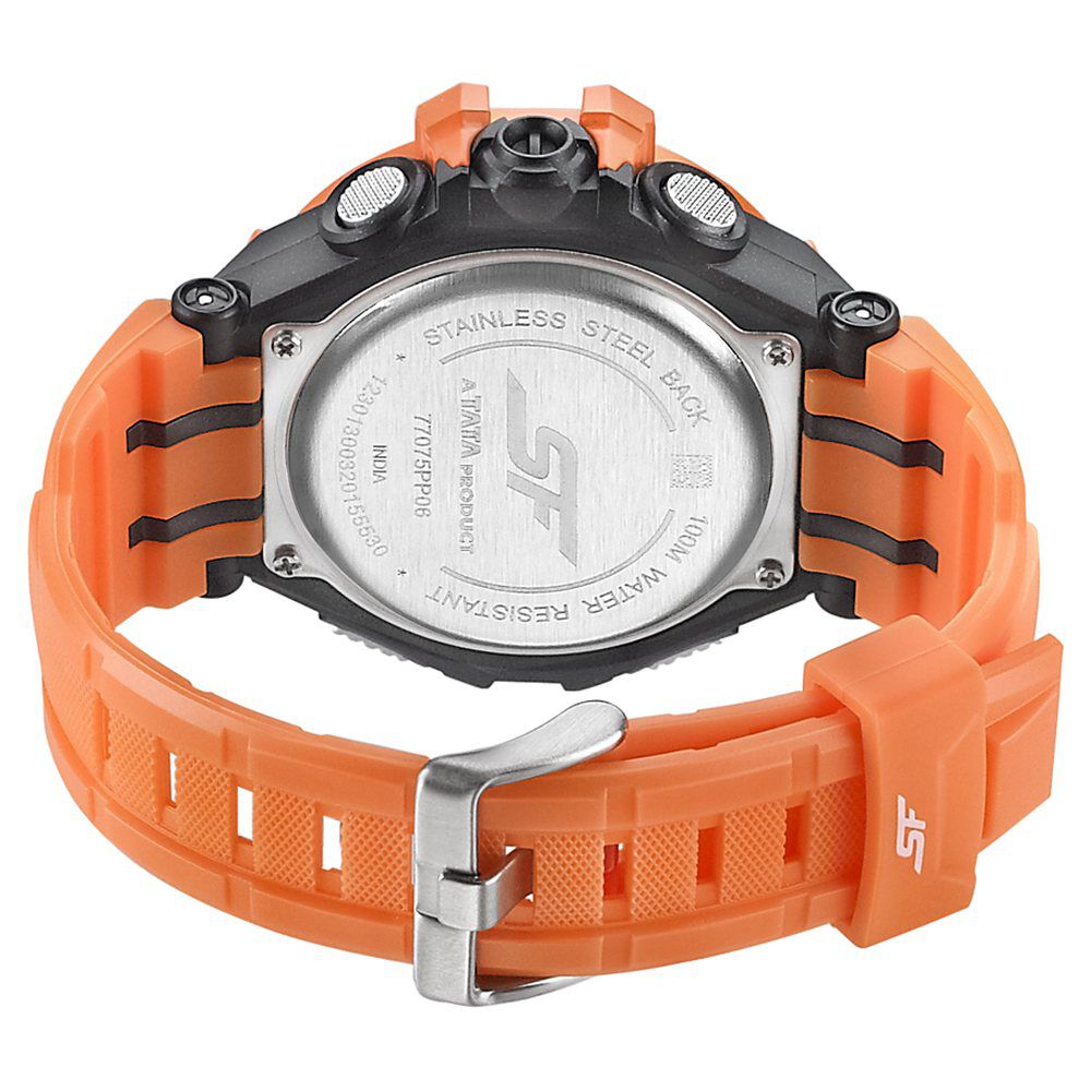 Buy Online SF Digital Dial Orange PU Strap Watch for Men nr77075pp06 Sonata