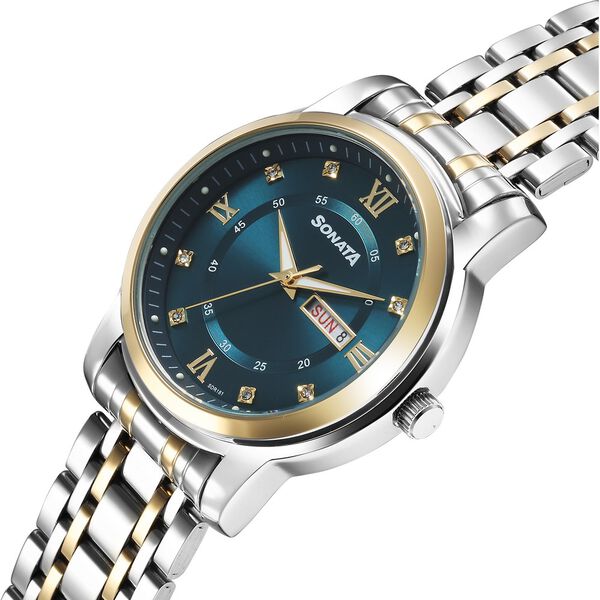 Sonata Wedding Quartz Analog Blue Dial Stainless Steel Strap Watch For Men - image number 1