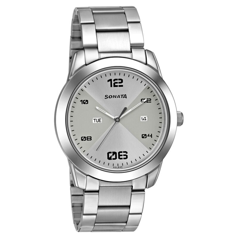 Sonata RPM Quartz Analog with Day and Date Silver Dial Stainless Steel Strap Watch for Men - image number 0