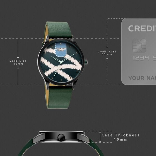 Poze By Sonata Quartz Analog Green Dial Green Leather Strap Watch For Men - image number 3