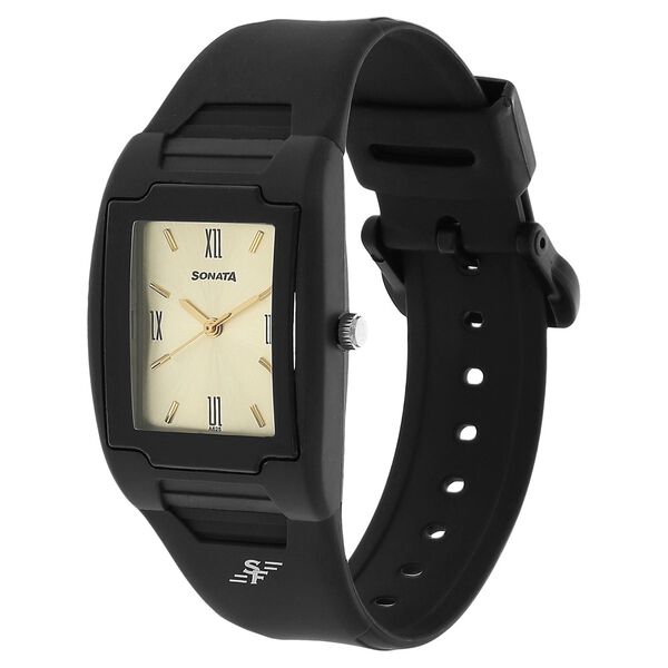 SF Quartz Analog Champagne Dial Plastic Strap Watch for Men - image number 1