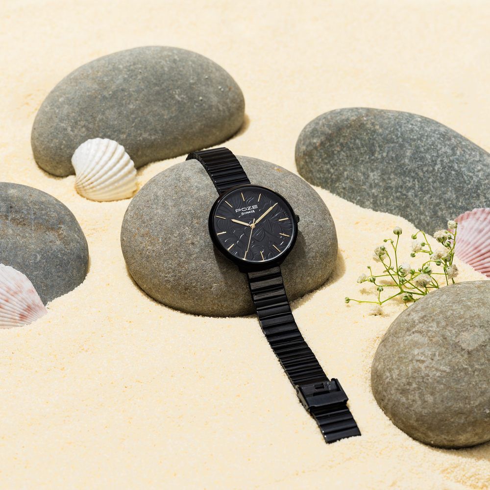 Buy Online Sonata Poze Quartz Analog Black Dial Stainless Steel