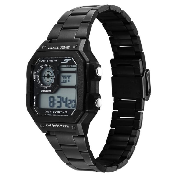 SF Digital Dial Black Stainless Steel Strap Watch For Unisex - image number 1