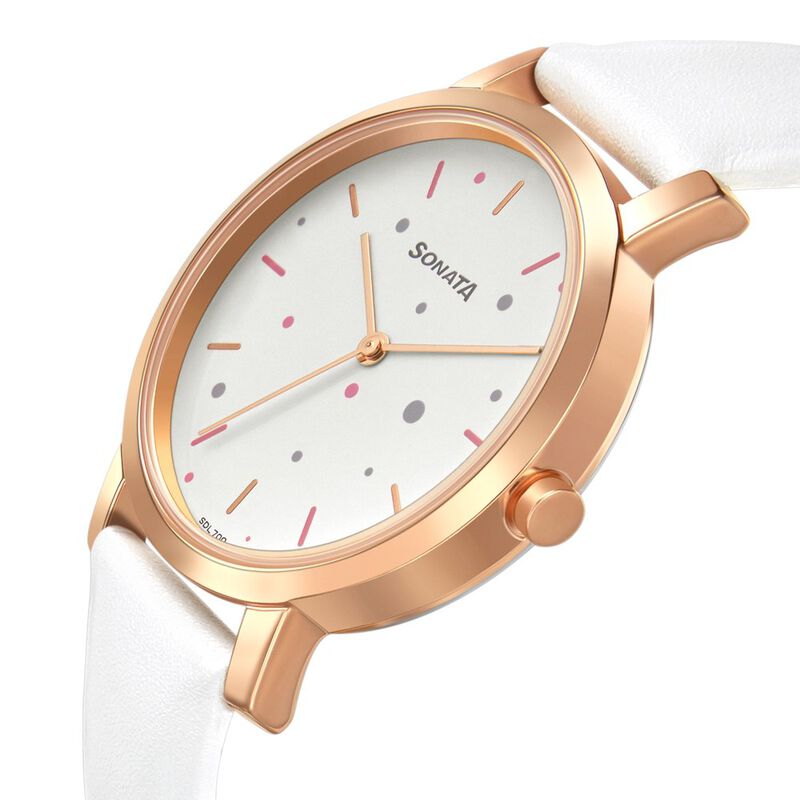 Sonata Play White Dial Women Watch With Leather Strap - image number 2