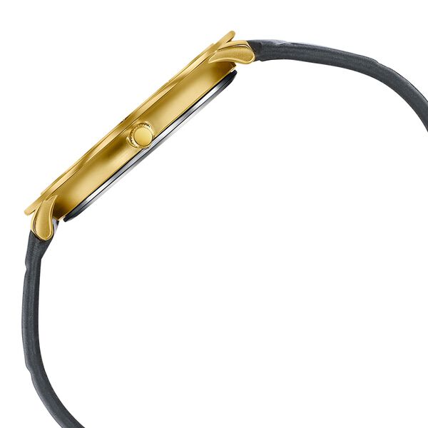 Sonata Sleek Champagne Dial Gold-Tone Leather Strap Watch - image number 4