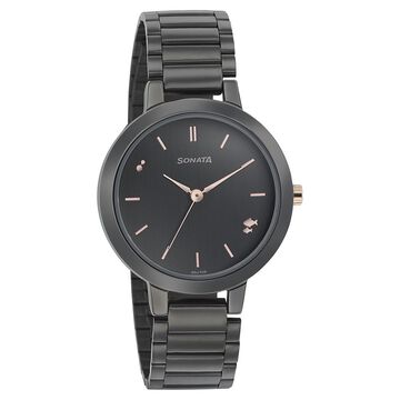 Sonata Play Anthracite Dial Women Watch With Stainless Steel Strap