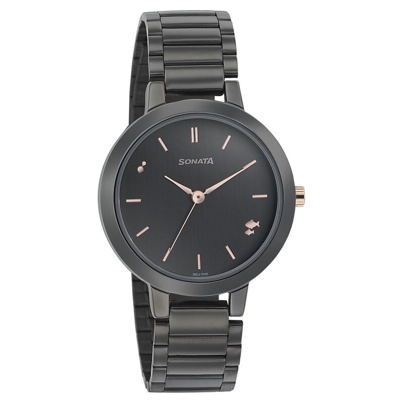 Sonata Play Anthracite Dial Women Watch With Stainless Steel Strap - image number 0