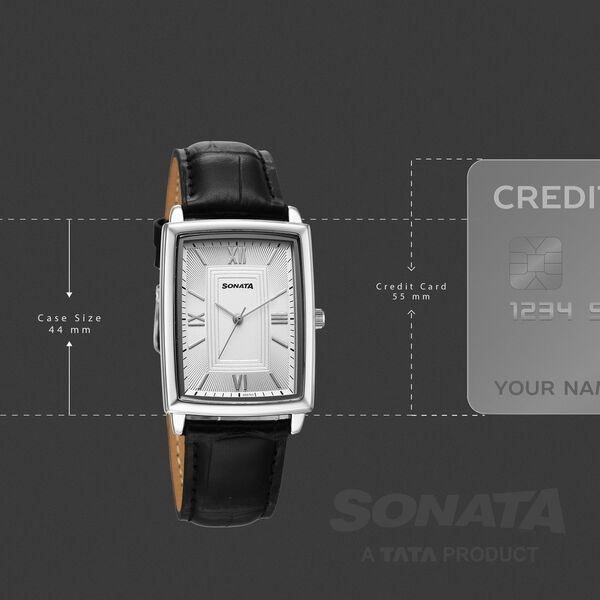 Sonata Festive Quartz Analog Silver Dial Leather Strap Watch For Men - image number 3