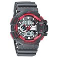 SF Quartz Analog Digital Black Dial PU Strap Watch for Men