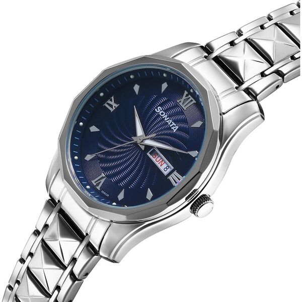 Sonata Wedding Quartz Analog Blue Dial Stainless Steel Strap Watch For Men - image number 1