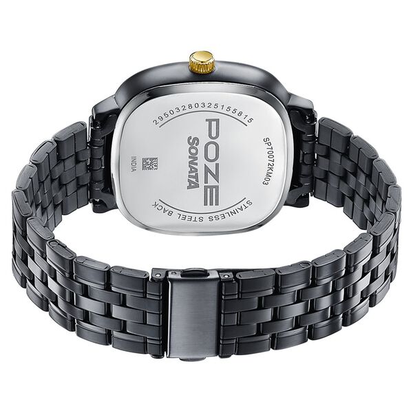 Sonata Poze Quartz Analog Black Dial Black Colour Stainless Steel Strap Watch For Men - image number 6