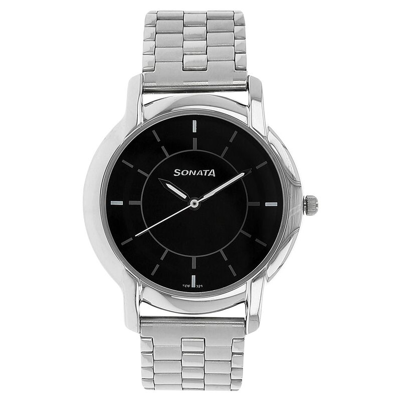 Sonata Quartz Analog Grey Dial Stainless Steel Strap Watch for Men - image number 0