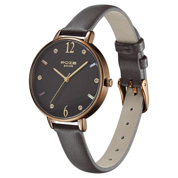 Poze by Sonata Quartz Analog Black Dial PU Leather Strap Watch for Women - image number 2