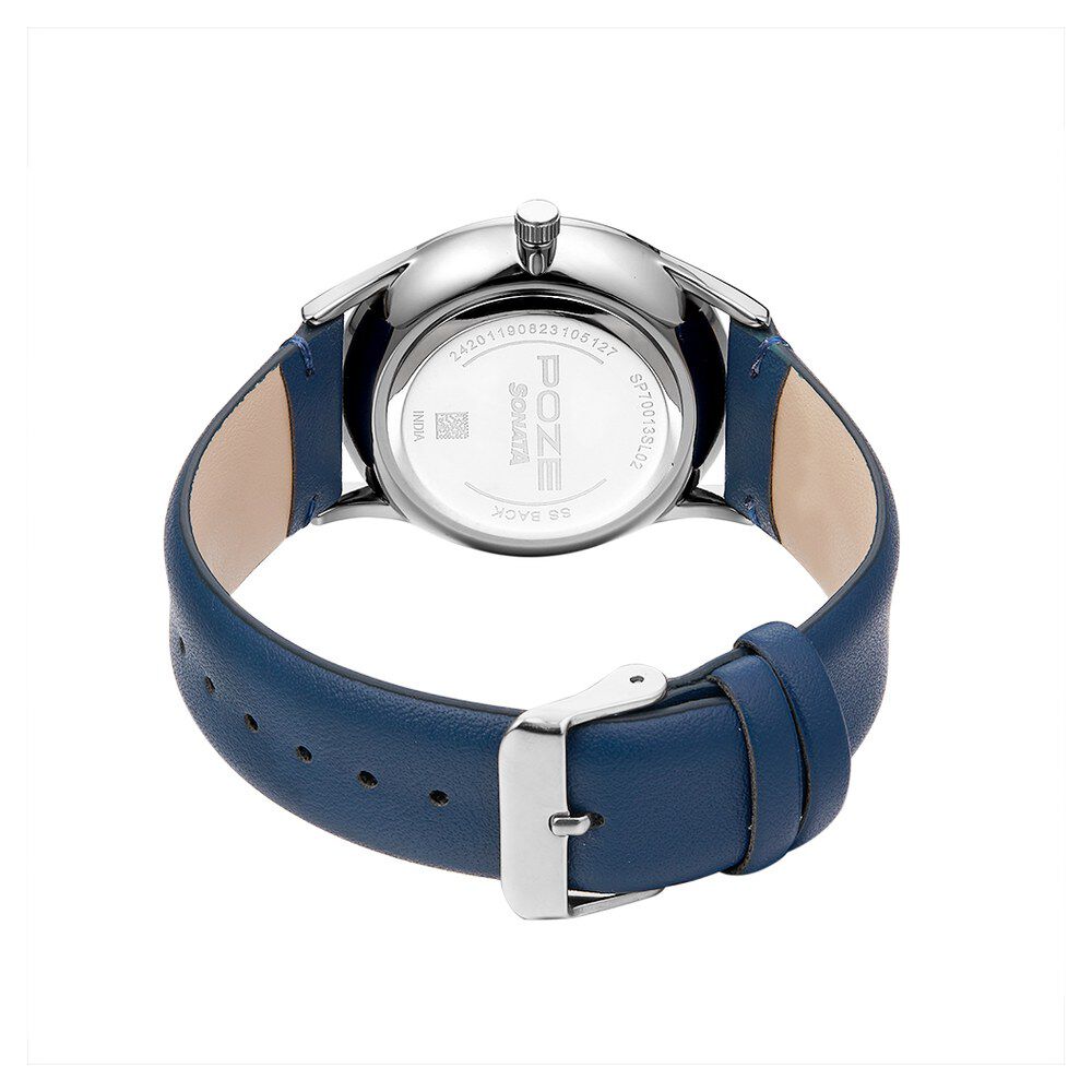 Buy Online Poze by Sonata Quartz Analog Blue Dial PU Leather Strap