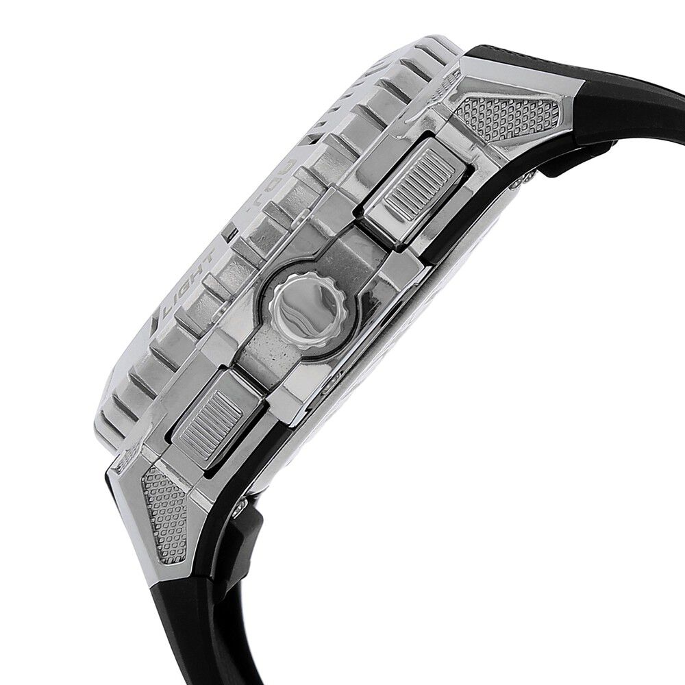 SF Quartz Analog Digital Silver Dial Plastic Strap Watch for Men