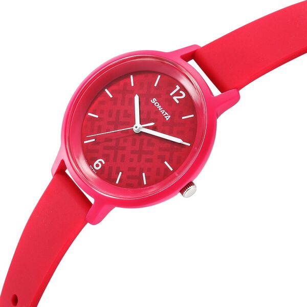 Sonata Splash Quartz Analog Pink Dial Plastic Strap Watch for Women - image number 1