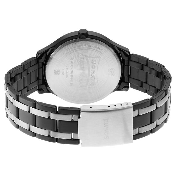 Sonata Unveil Quartz Analog Black Dial Stainless Steel Strap Watch for Men - image number 3