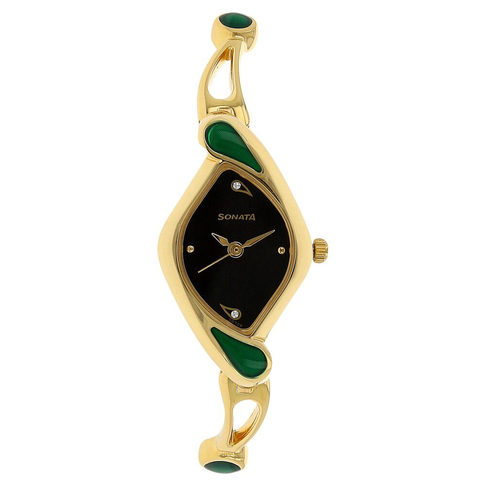 Buy Online Sonata Quartz Analog Black Dial Metal Strap Watch for Women 8073ym02 p Sonata