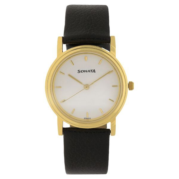 Sonata Quartz Analog White Dial Leather Strap Watch for Men - image number 0
