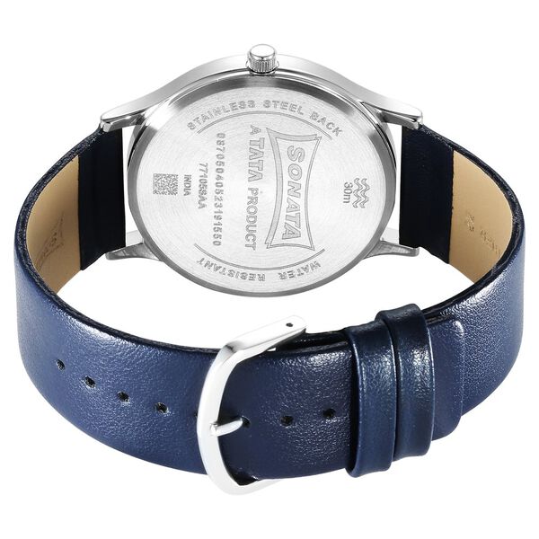 Sonata Aspire Quartz Analog Silver Dial Leather Strap Watch for Men - image number 3