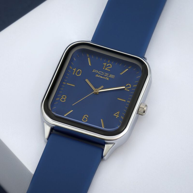 Buy Online Sonata Poze Quartz Analog Blue Dial Silicone Strap