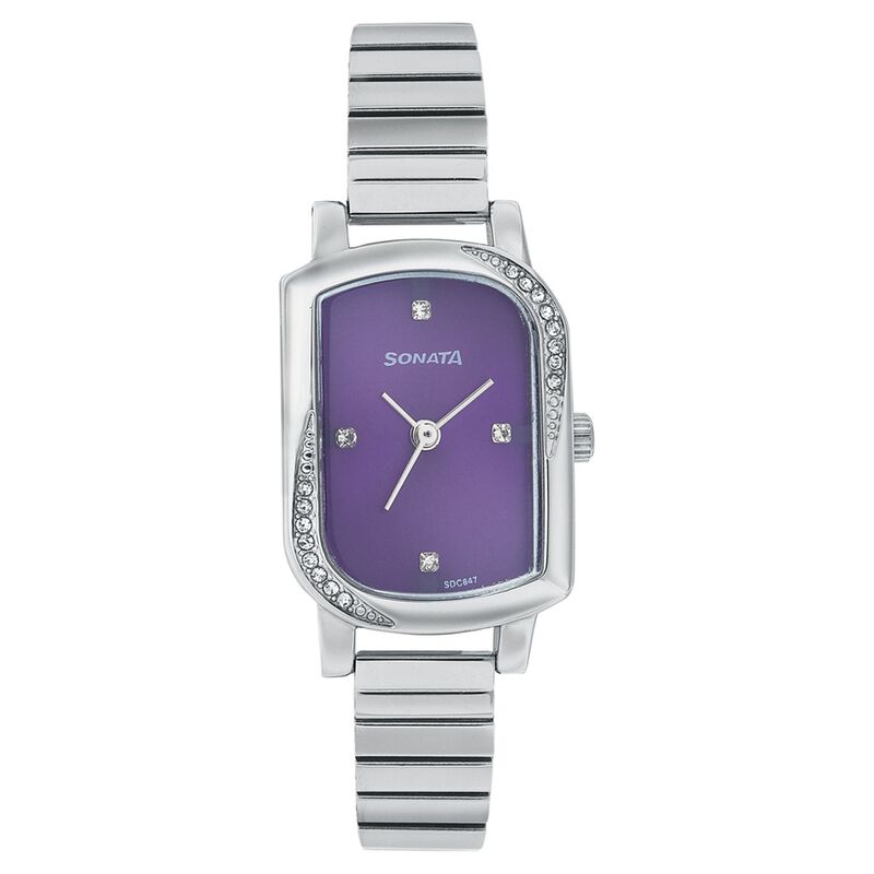 Sonata Quartz Analog Purple Dial Metal Strap Watch for Women - image number 0