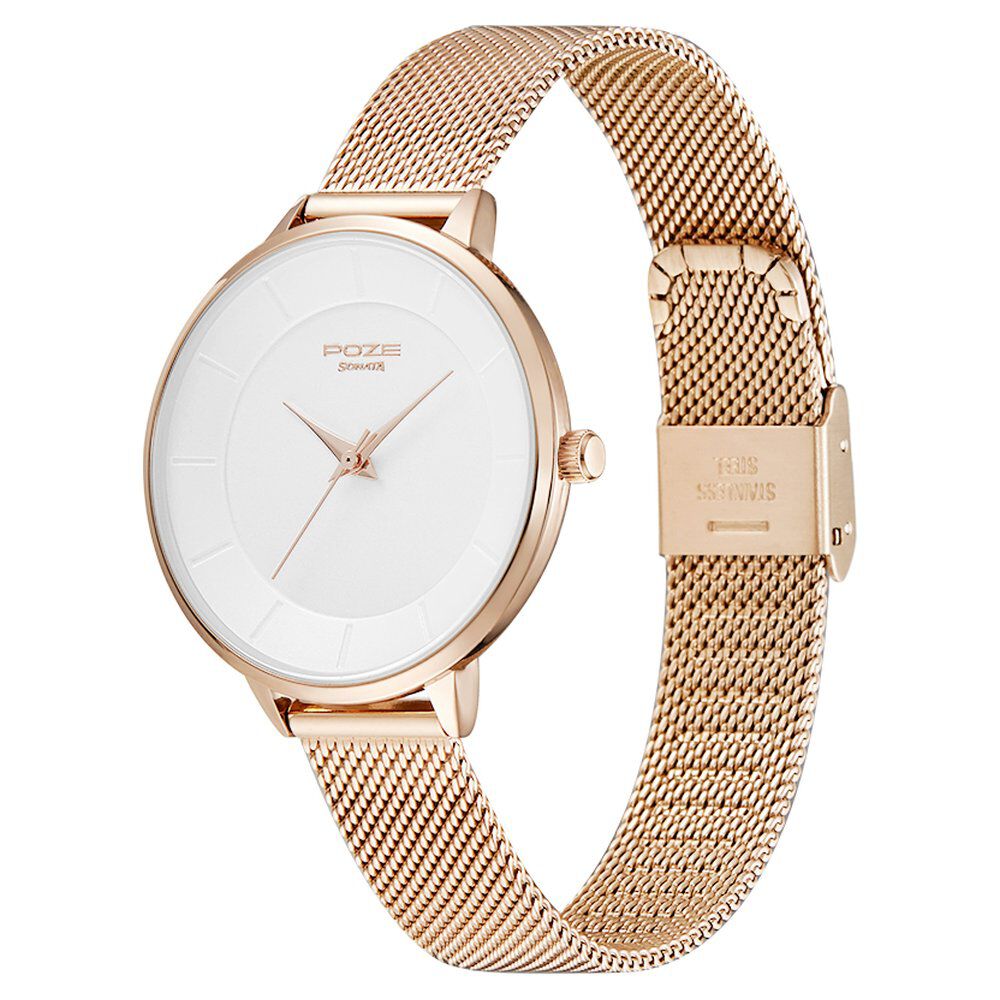 Buy Online Poze by Sonata Quartz Analog White Dial Stainless Steel Strap Watch for Women sp80027wm01w Sonata