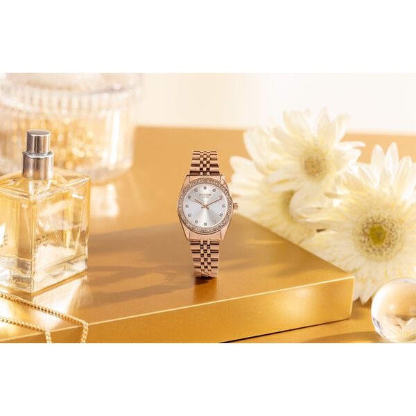 Sonata Poze Quartz Analog Silver Dial Rose Gold Colour Stainless Steel Strap Watch For Women - image number 0