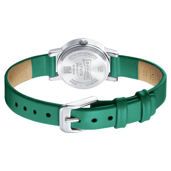Sonata Splash White Dial Women Watch With Leather Strap - image number 4