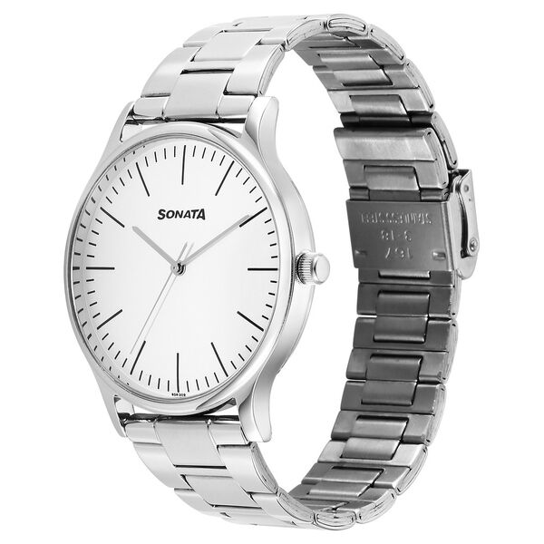 Sonata Aspire Quartz Analog Off White Dial Stainless Steel Strap Watch For Men - image number 2