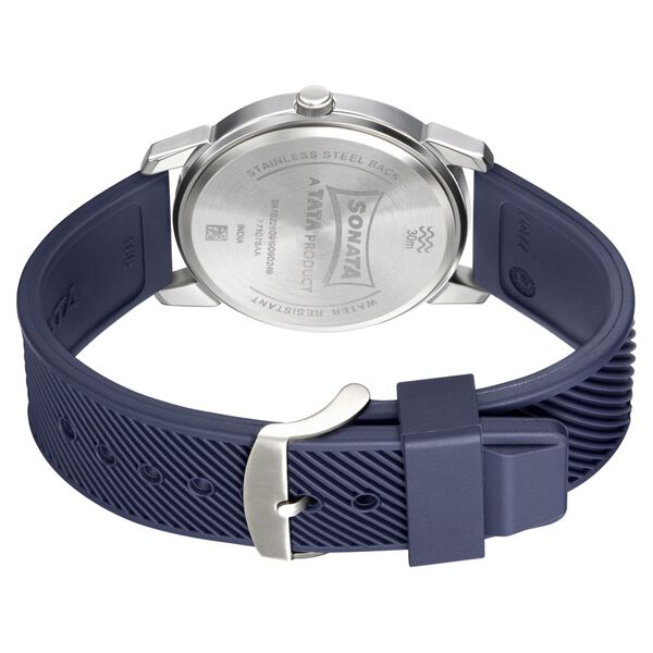 Sonata Smart Plaid Quartz Analog Blue Dial TPU Strap Watch for Men - image number 3