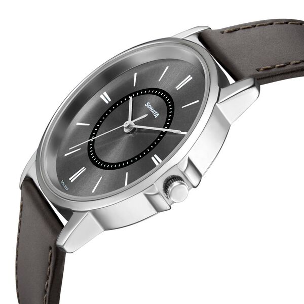 Sonata Quartz Analog Grey Dial Leather Strap Watch for Men - image number 2