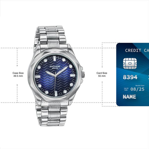 Poze By Sonata Quartz Analog Blue Dial Silver Metal Strap Watch For Men - image number 3