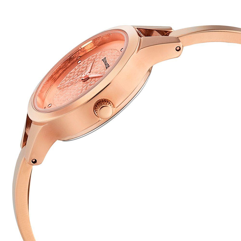 Sonata Mission Mangal Rose Gold Dial Women Watch With Stainless