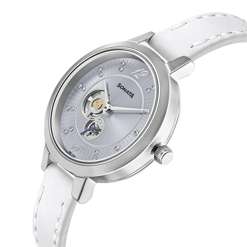 Sonata Unveil Blue Dial Women Watch With Leather Strap - image number 2