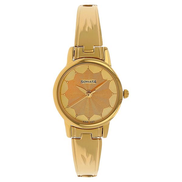 Sonata Quartz Analog Champagne Dial Stainless Steel Strap Watch for Women - image number 0