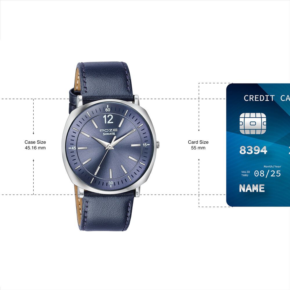 Buy Online Sonata Poze Quartz Analog Blue Dial Blue Leather Strap