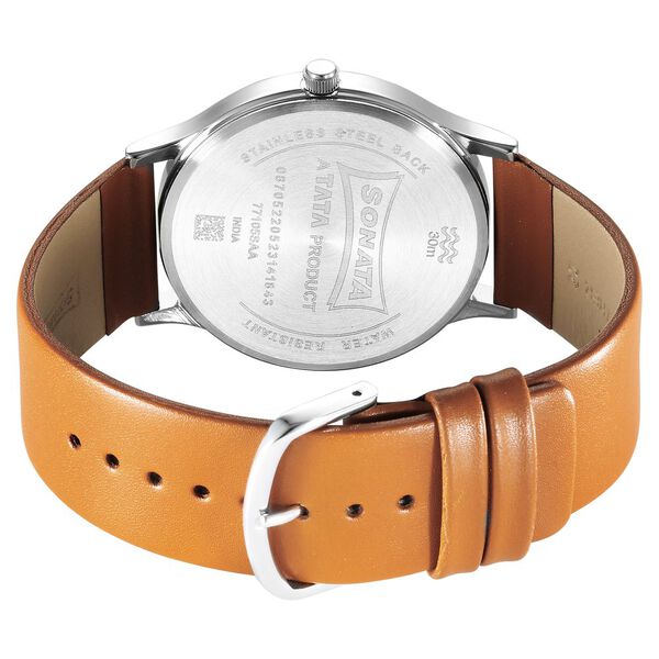 Sonata Aspire Quartz Analog Silver Dial Leather Strap Watch for Men - image number 3