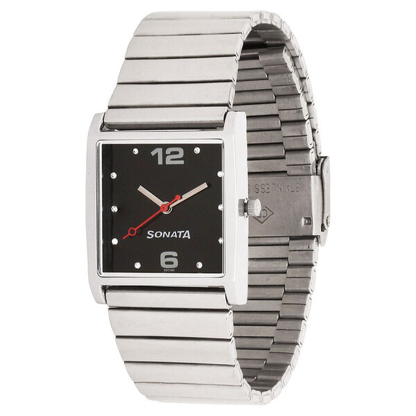 Sonata Quartz Analog Black Dial Stainless Steel Strap Watch for Women - image number 1
