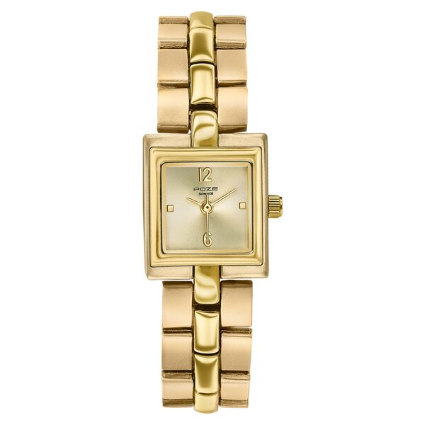 Poze By Sonata Quartz Analog Golden Dial Golden Metal Strap Watch For Women - image number 1